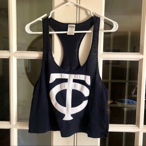 PINK Twins baseball crop tank